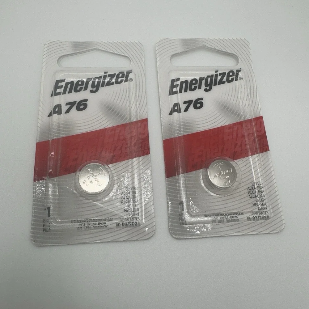 2 pcs Energizer A76 Alkakine Coin 1.5V Batteries Single Pack LR44 357 FRESH